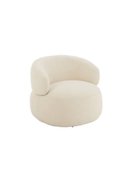 Fauteuil pivotant rond bouclette écrue | La Madeleine Déco