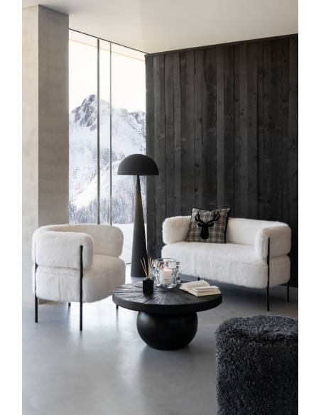 Petit canapé fausse fourrure blanche | La Madeleine Déco