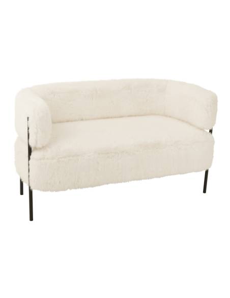 Petit canapé fausse fourrure blanche | La Madeleine Déco