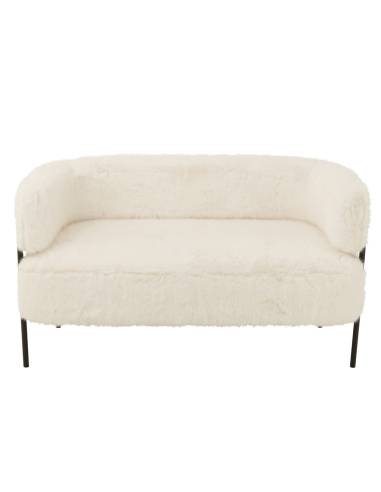 Petit canapé fausse fourrure blanche | La Madeleine Déco