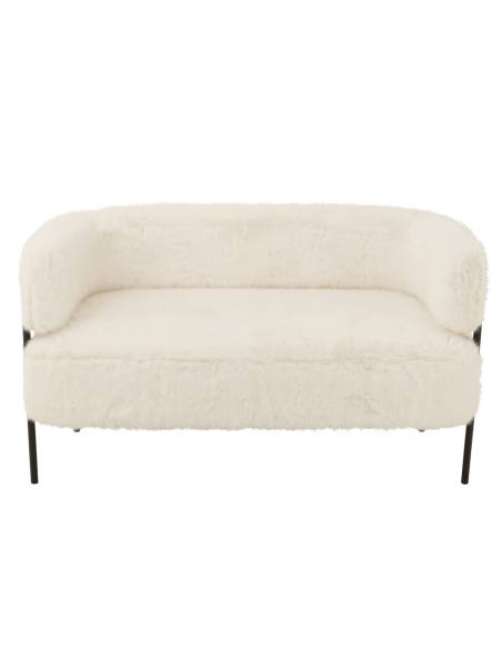 Petit canapé fausse fourrure blanche | La Madeleine Déco