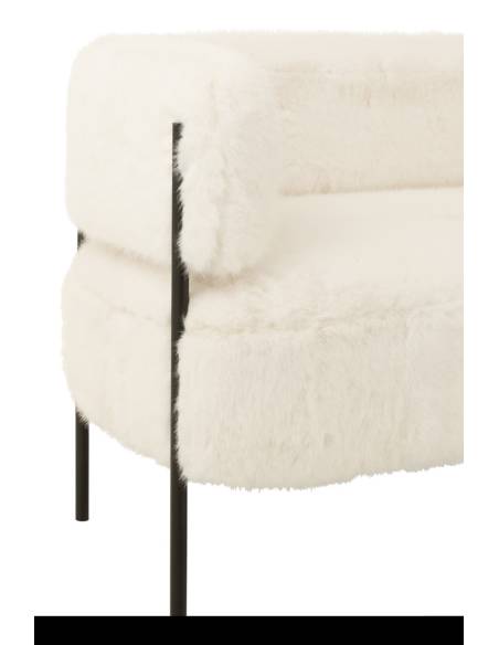 Petit canapé fausse fourrure blanche | La Madeleine Déco
