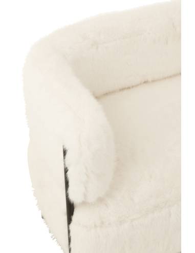 Petit canapé fausse fourrure blanche | La Madeleine Déco