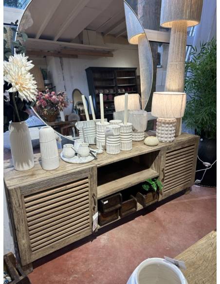 Meuble TV en bois persienne | La Madeleine Déco