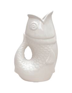 Vase pichet en céramique POISSON blanc cassé 2