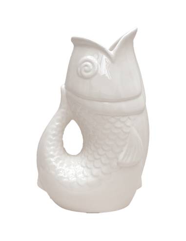 Vase pichet en céramique POISSON blanc cassé | La Madeleine Déco
