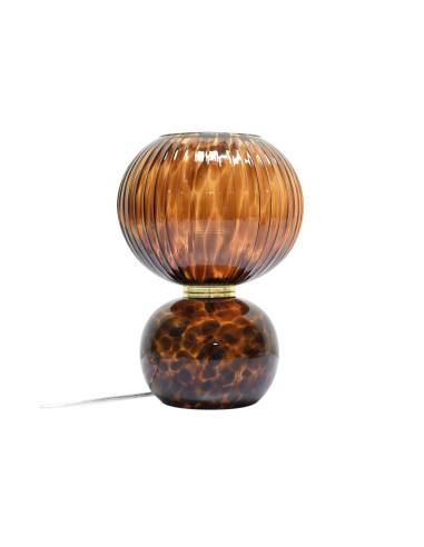 Lampe en verre ADONIS marron léopard | La Madeleine Déco