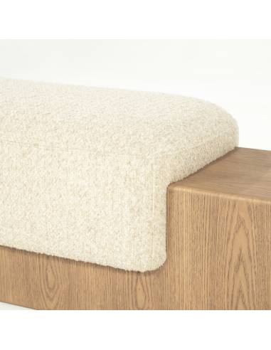 Banc en bois de frêne et bouclette GEORGE | La Madeleine Déco