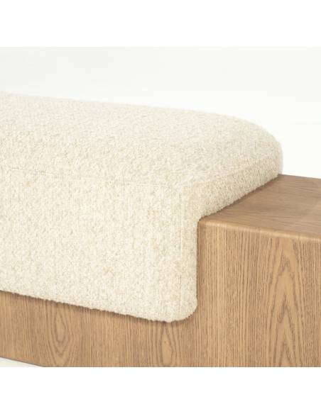 Banc en bois de frêne et bouclette GEORGE | La Madeleine Déco