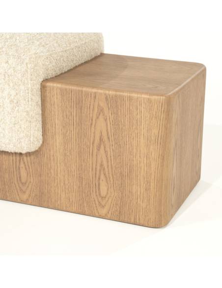 Banc en bois de frêne et bouclette GEORGE | La Madeleine Déco