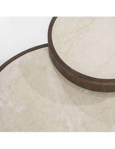 Duo de tables basses en bois et marbre HAZEL | La Madeleine Déco