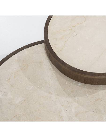 Duo de tables basses en bois et marbre HAZEL | La Madeleine Déco