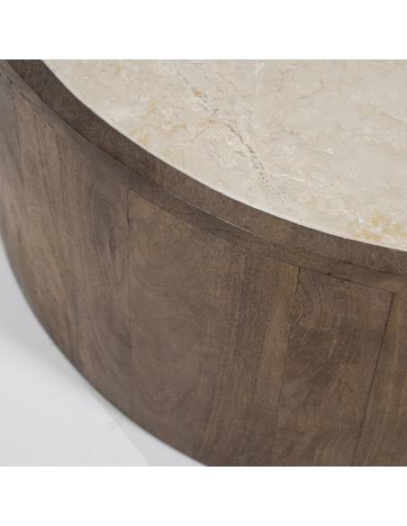 Duo de tables basses en bois et marbre HAZEL | La Madeleine Déco