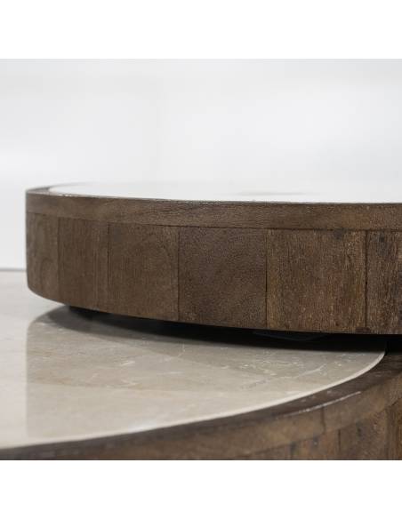 Duo de tables basses en bois et marbre HAZEL | La Madeleine Déco