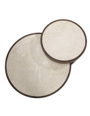 Duo de tables basses en bois et marbre HAZEL | La Madeleine Déco