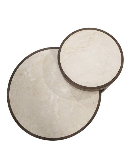 Duo de tables basses en bois et marbre HAZEL | La Madeleine Déco