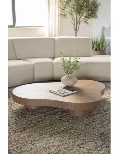 Table basse organique effet noyer BOBBIE | La Madeleine Déco