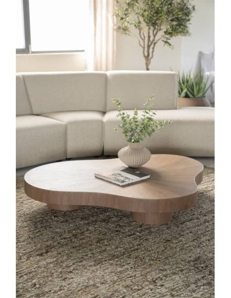 Table basse organique effet noyer BOBBIE | La Madeleine Déco