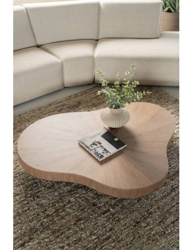 Table basse organique effet noyer BOBBIE | La Madeleine Déco