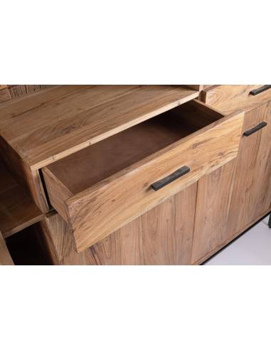 Buffet haut en acacia MANGAL 2 portes 2 tiroirs | Madeleine Déco
