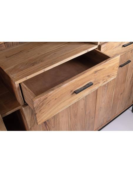 Buffet haut en acacia MANGAL 2 portes 2 tiroirs | Madeleine Déco