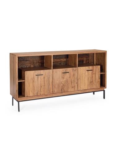 Buffet en acacia et LED MANGAL 3 portes | Madeleine Déco