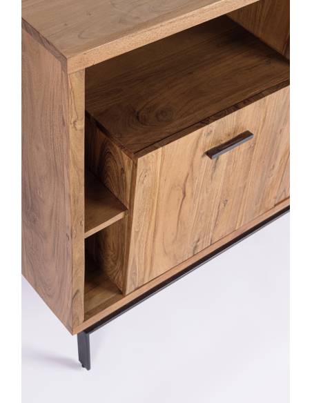 Buffet en acacia et LED MANGAL 3 portes | Madeleine Déco