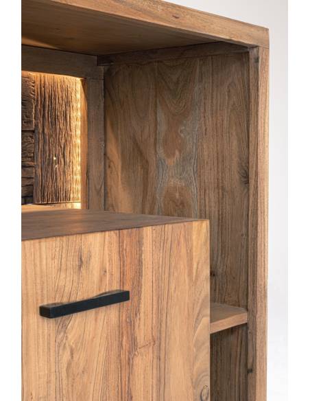 Buffet en acacia et LED MANGAL 3 portes | Madeleine Déco