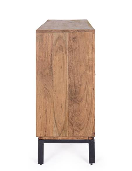 Buffet en acacia et LED MANGAL 3 portes | Madeleine Déco