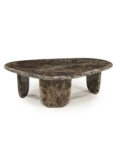 Table basse en marbre marron DEVIN grande | La Madeleine Déco
