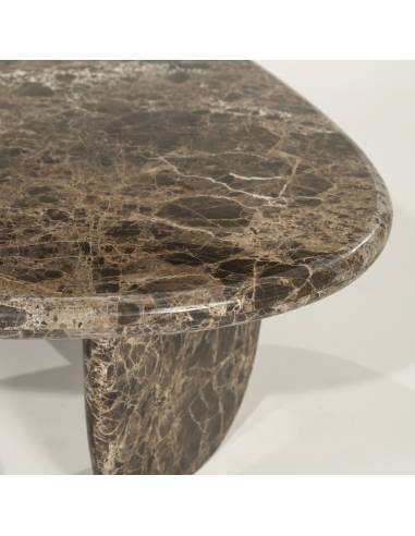 Table basse en marbre marron DEVIN grande | La Madeleine Déco