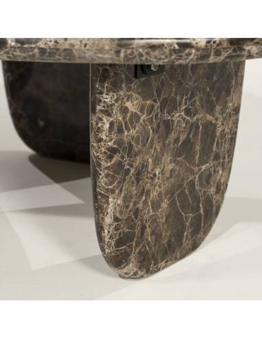 Table basse en marbre marron DEVIN grande | La Madeleine Déco