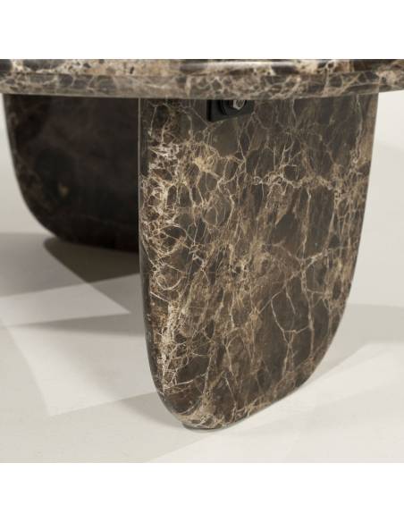 Table basse en marbre marron DEVIN grande | La Madeleine Déco