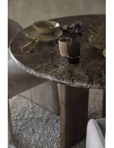 Table à manger en marbre et bois foncé LANDO | La Madeleine Déco