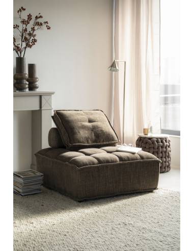 Fauteuil en tissu marron HIVE | La Madeleine Déco