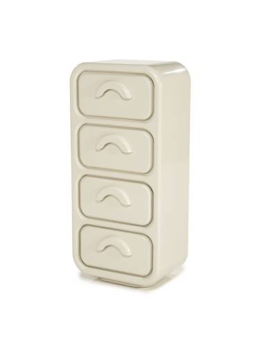 Commode haute brillante GUBBY ivoire | La Madeleine Déco