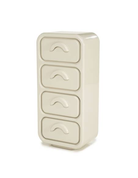 Commode haute brillante GUBBY ivoire | La Madeleine Déco