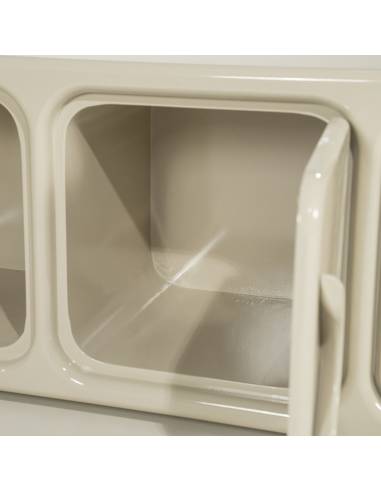 Meuble TV rétro laqué GUBBY ivoire | La Madeleine Déco