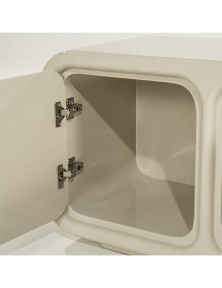 Meuble TV rétro laqué GUBBY ivoire | La Madeleine Déco