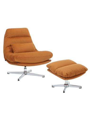 Fauteuil et repose-pieds en tissu FOLK | La Madeleine Déco