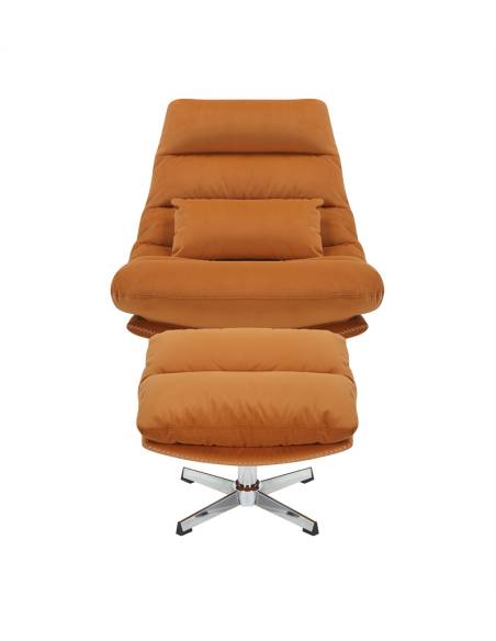 Fauteuil et repose-pieds en tissu FOLK | La Madeleine Déco