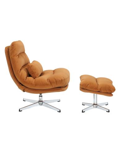 Fauteuil et repose-pieds en tissu FOLK | La Madeleine Déco