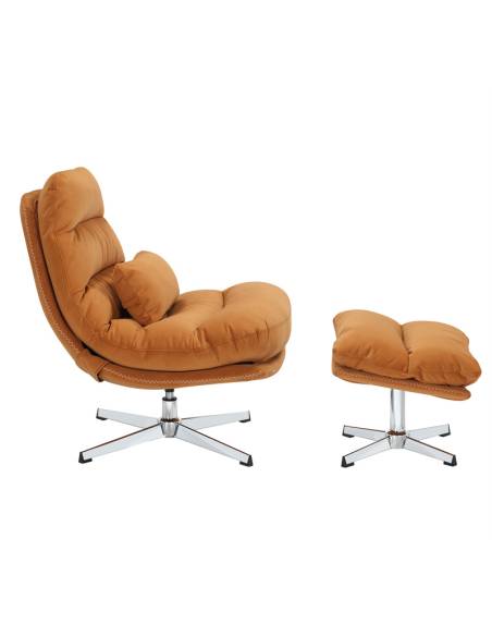 Fauteuil et repose-pieds en tissu FOLK | La Madeleine Déco