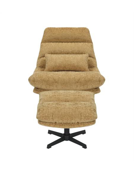 Fauteuil et repose-pieds en tissu FOLK | La Madeleine Déco