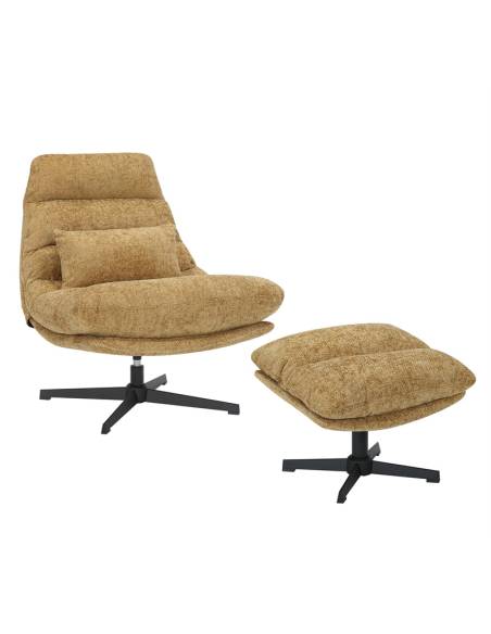 Fauteuil et repose-pieds en tissu FOLK | La Madeleine Déco