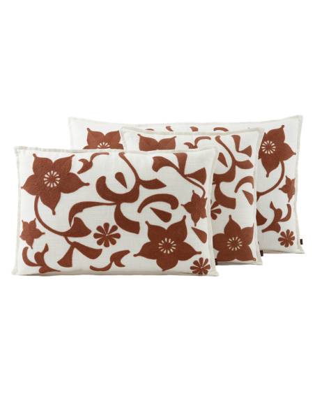 Housse de coussin lin et coton brodé CHIARA Haomy | Madeleine Déco