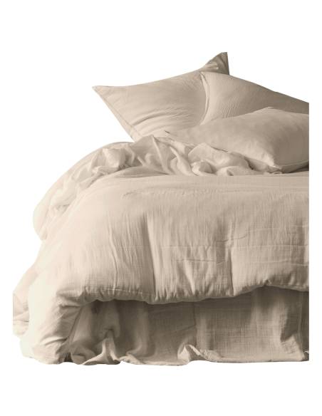 Taie d'oreiller en gaze de coton MYKONOS Harmony - Haomy Craie