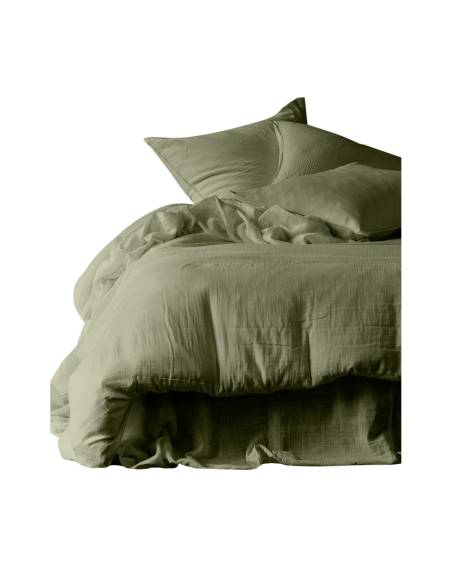 Housse de couette en gaze de coton MYKONOS Harmony - Haomy kaki