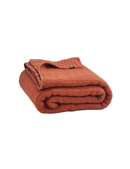 Plaid en coton point kantha TIVOLI Harmony - Haomy Brick