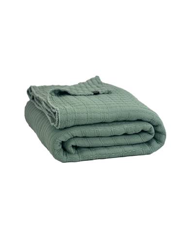 Plaid en coton point kantha TIVOLI Harmony - Haomy Sauge